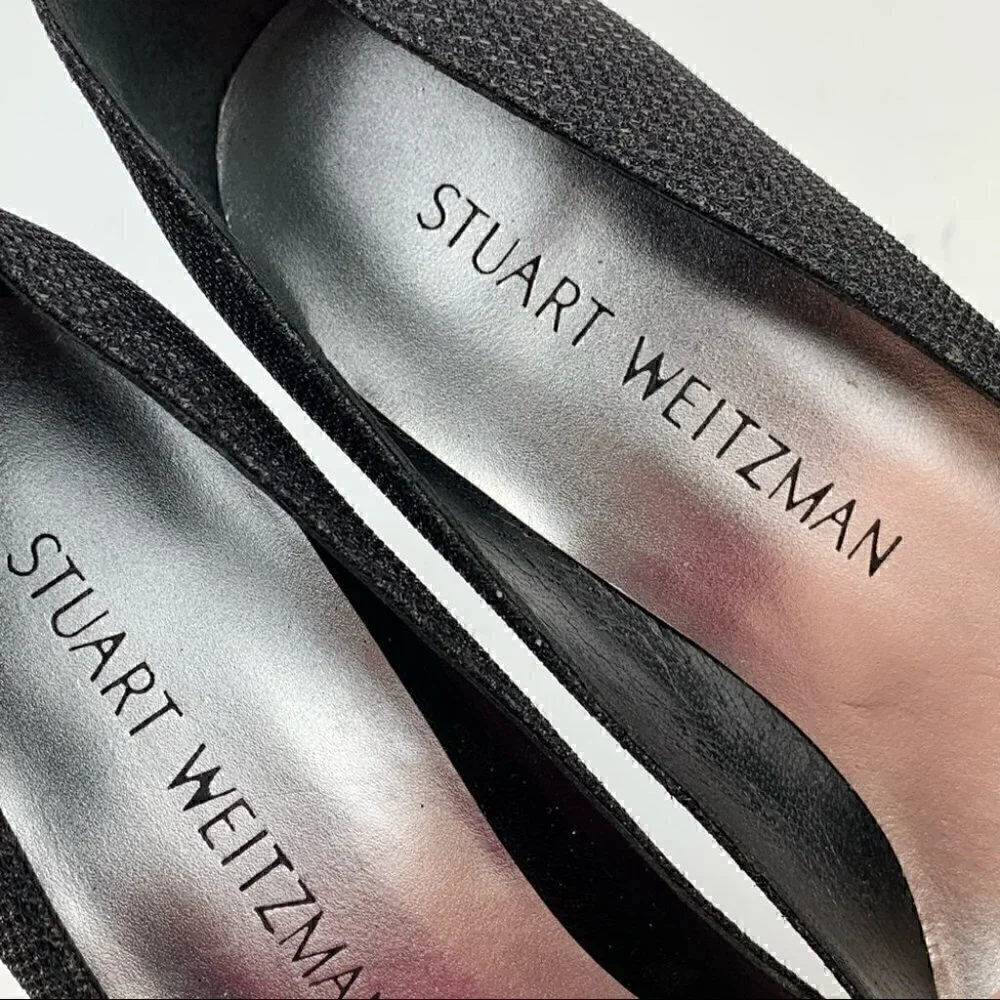 Stuart Weitzman heels size 6 black silver gem
